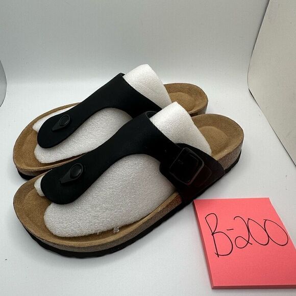 CUSHIONAIRE Women's Leah Cork Footbed Sandal With +Comfort 6.5 BLACK - Picture 3 of 7